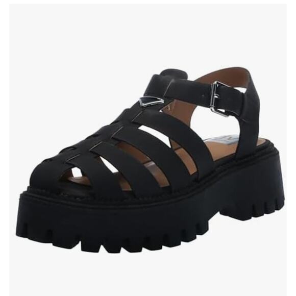 .DV by Dolce Vita Loera Black Faux Leather Chunky Fisherman Sandals Size 9 - Picture 3 of 9